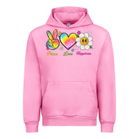 Fuchsia Pink peace love happiness Urban Hoodie - NancyCooperArtShop