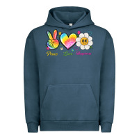 Pigment Midnight Navy peace love happiness Urban Hoodie - NancyCooperArtShop