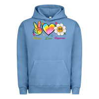 Pigment Pebble Blue peace love happiness Urban Hoodie - NancyCooperArtShop