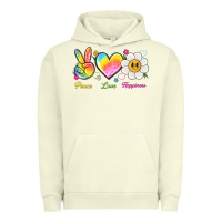 Pigment Pistachio peace love happiness Urban Hoodie - NancyCooperArtShop