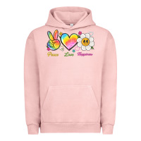 Pigment Salmon peace love happiness Urban Hoodie - NancyCooperArtShop