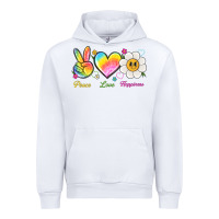 White peace love happiness Urban Hoodie - NancyCooperArtShop