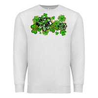 Oatmeal Heather cowhide and leopard shamrocks Premium Sweatshirt - AdoDesignShop