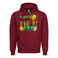 Burgundy i will always be your biggest fan softball Zipper Hoodie - Zillion Design Studio