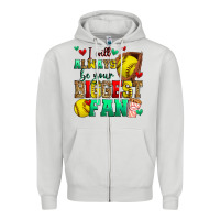 Dove Grey i will always be your biggest fan softball Zipper Hoodie - Zillion Design Studio