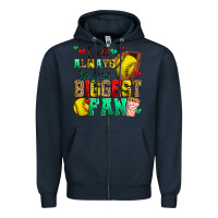 Navy i will always be your biggest fan softball Zipper Hoodie - Zillion Design Studio