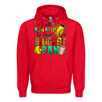 Red i will always be your biggest fan softball Zipper Hoodie - Zillion Design Studio