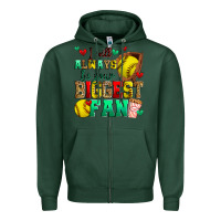 Sports Green i will always be your biggest fan softball Zipper Hoodie - Zillion Design Studio