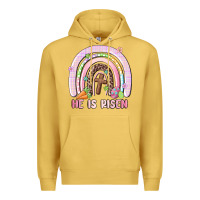 Antique Gold he is risen easter rainbow Premium Hoodie - MaliasSmallBusiness