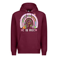 Burgundy he is risen easter rainbow Premium Hoodie - MaliasSmallBusiness