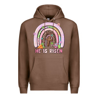 Chestnut he is risen easter rainbow Premium Hoodie - MaliasSmallBusiness