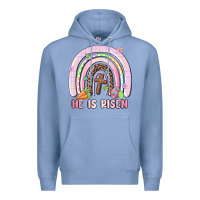 Colony Blue he is risen easter rainbow Premium Hoodie - MaliasSmallBusiness