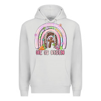 Dove Grey he is risen easter rainbow Premium Hoodie - MaliasSmallBusiness