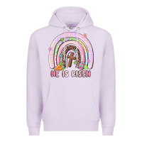 Lilac he is risen easter rainbow Premium Hoodie - MaliasSmallBusiness