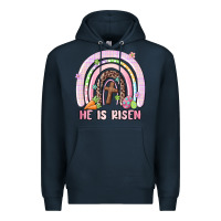 Navy he is risen easter rainbow Premium Hoodie - MaliasSmallBusiness