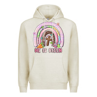 Oatmeal Heather he is risen easter rainbow Premium Hoodie - MaliasSmallBusiness