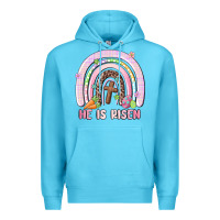 Ocean Blue he is risen easter rainbow Premium Hoodie - MaliasSmallBusiness