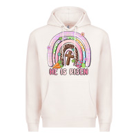 Pale Pink he is risen easter rainbow Premium Hoodie - MaliasSmallBusiness