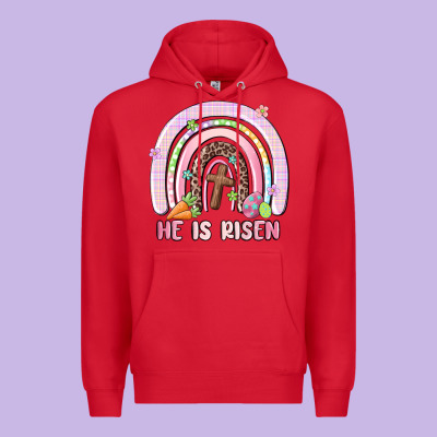 He Is Risen Easter Rainbow Premium Hoodie Designed By Maliassmallbusiness