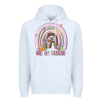 White he is risen easter rainbow Premium Hoodie - MaliasSmallBusiness