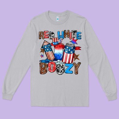 Red White Boozy Long Sleeve Tee Designed By Adodesignshop