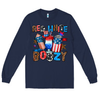 Navy red white boozy Long Sleeve Tee - AdoDesignShop