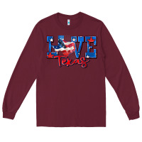 Burgundy love texas map Long Sleeve Tee - Zillion Design Studio