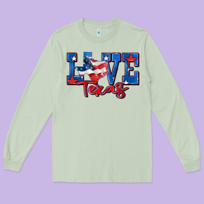 Love Texas Map Long Sleeve Tee Designed By Zillion Design Studio