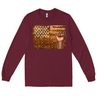Burgundy American melanin flag Long Sleeve Tee - texasbilliewilder