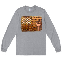 Heather Grey American melanin flag Long Sleeve Tee - texasbilliewilder