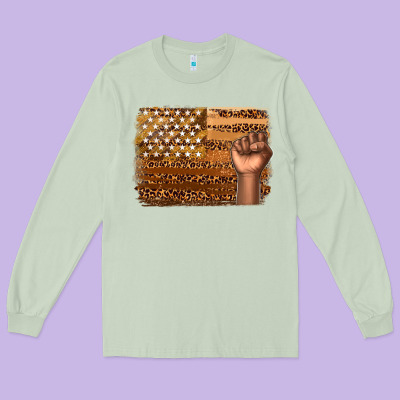 Long Sleeve Tee American melanin flag