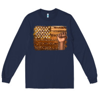 Navy American melanin flag Long Sleeve Tee - texasbilliewilder