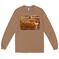 Toasted Coconut American melanin flag Long Sleeve Tee - texasbilliewilder