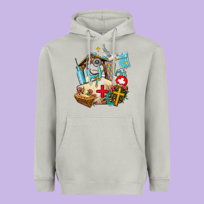 Nurse  Cross And Jesus Heavyweight Hoodie Designed By Adodesignshop
