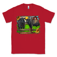 Red black angus cattle and bull in barnyard Classic Tee - RanaPortraitStore