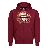 Burgundy volleyball lips Zipper Hoodie - Zillion Design Studio