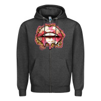 Charcoal Heather volleyball lips Zipper Hoodie - Zillion Design Studio