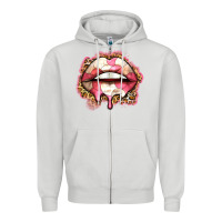 Dove Grey volleyball lips Zipper Hoodie - Zillion Design Studio