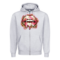 Heather Grey volleyball lips Zipper Hoodie - Zillion Design Studio