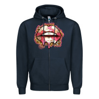 Navy volleyball lips Zipper Hoodie - Zillion Design Studio