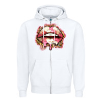 White volleyball lips Zipper Hoodie - Zillion Design Studio