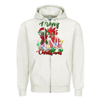 Oatmeal Heather christmas roosters Zipper Hoodie - RanaPortraitStore