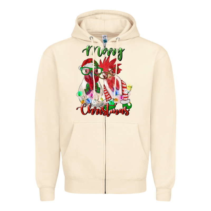 Christmas Roosters Zipper Hoodie by RanaPortraitStore | Teevron