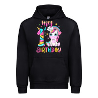Black my 1 st birthday with little cute unicorn Urban Hoodie - NancyCooperArtShop