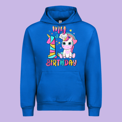My 1 St Birthday With Little Cute Unicorn Urban Hoodie Designed By Nancycooperartshop