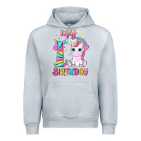 Heather Grey my 1 st birthday with little cute unicorn Urban Hoodie - NancyCooperArtShop