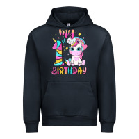 Navy my 1 st birthday with little cute unicorn Urban Hoodie - NancyCooperArtShop