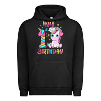 Pigment Black my 1 st birthday with little cute unicorn Urban Hoodie - NancyCooperArtShop
