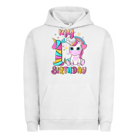Pigment Lunar Rock my 1 st birthday with little cute unicorn Urban Hoodie - NancyCooperArtShop
