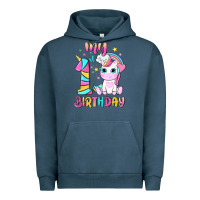 Pigment Midnight Navy my 1 st birthday with little cute unicorn Urban Hoodie - NancyCooperArtShop